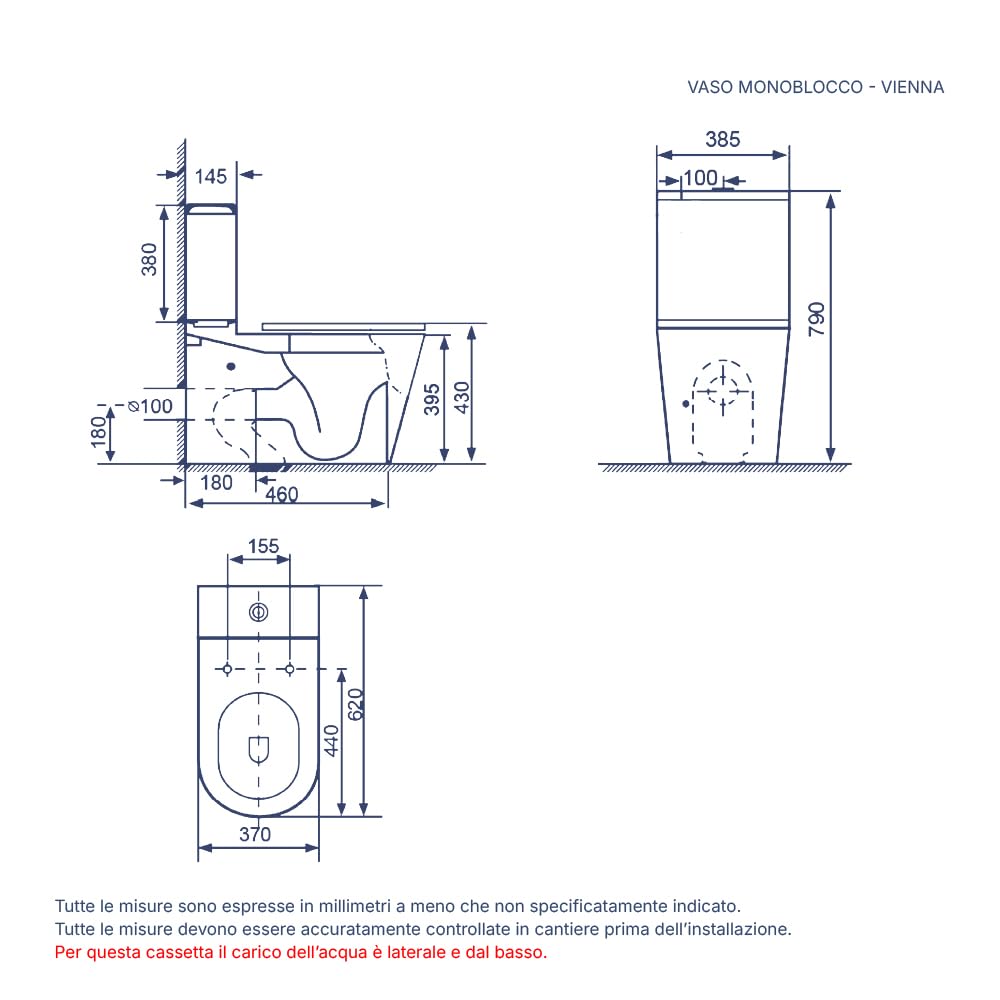 Coppia di sanitari filomuro vaso monoblocco rimless e bidet bianco opaco | Vienna