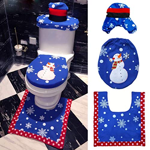 Preisvergleich Produktbild iKNOWTECH Snowman Santa Toilet Seat Set Blue
