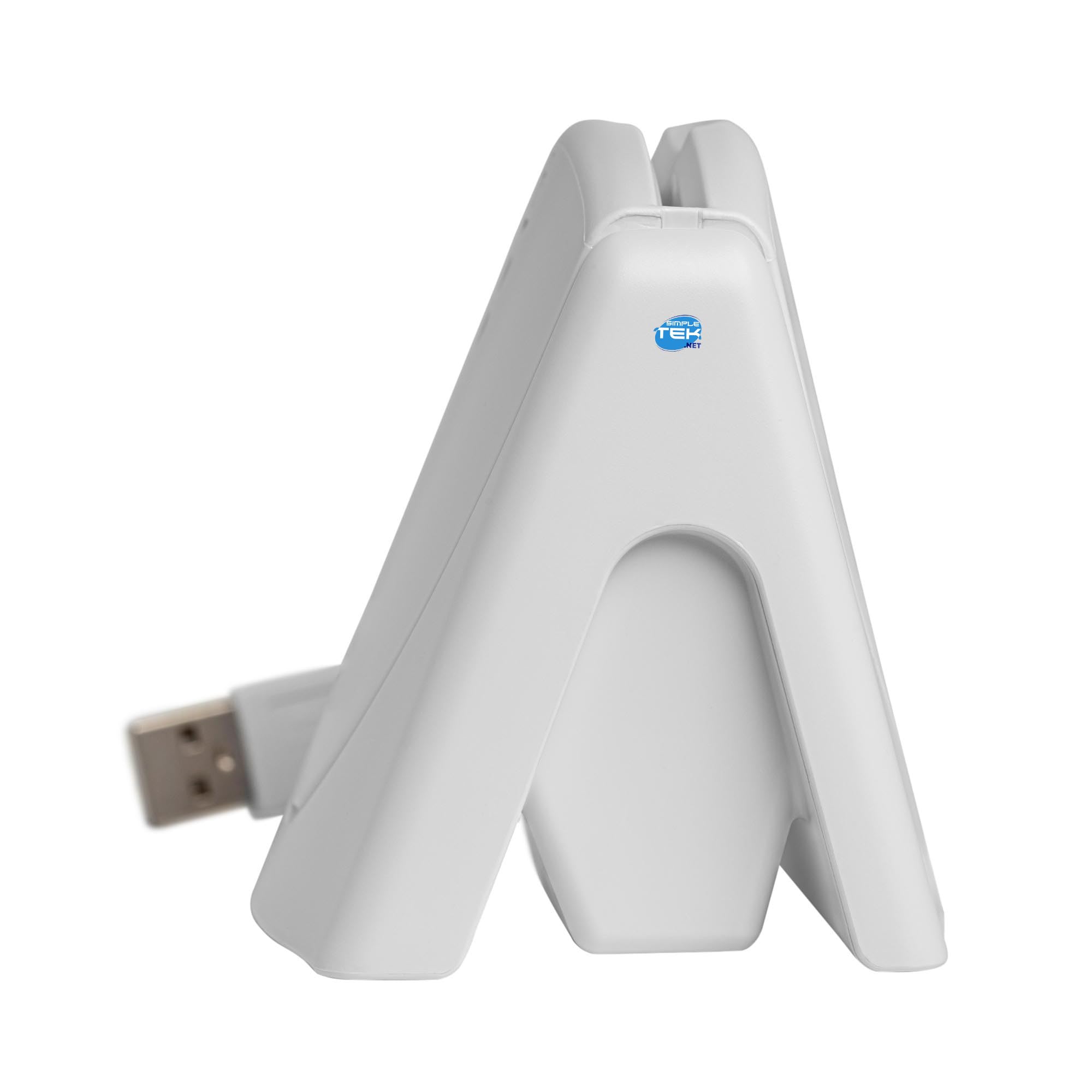 SIMPLETEK - Lector Smart Card Vertical USB Universal Cableado Escritorio | Oficina, USB-A, ISO 7816 Cards, CAC, SIPRNET Card, Mykad Card, PPS, Blanco, LED, Vertical, PC/SC, CT-API, Support USB 3.0