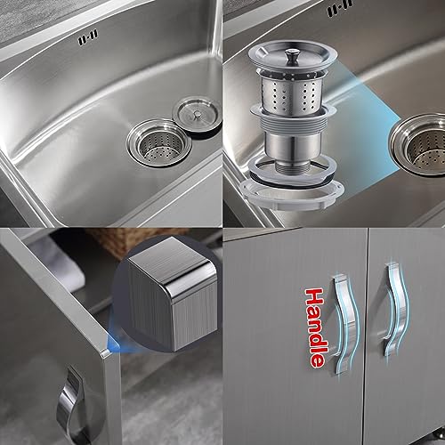 Évier utilitaire simple autoportant avec robinet et tuyau de drainage - 6