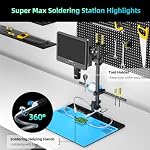 Andonstar AD249S-Max 10.1'' HDMI Digital Microscope with Super Max Soldering Station, Helping Hands, 2000X 3 Lens 2160P UHD Video Record, Soldering Microscope for Electronics Repair, Slides, 32GB Card