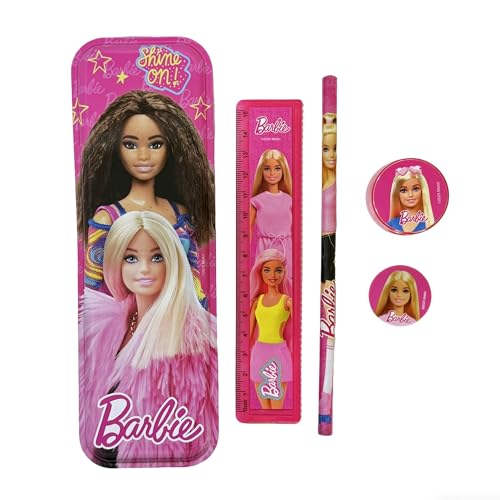 Image of Barbie 5 pcs Stationery SetSchool Supplies Kit Multicolor Return Gift for Kids Age 3 Years +