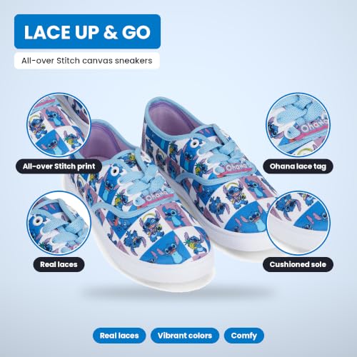 Disney Ladies Lilo and Stitch Shoes - Ladies Classic Lilo and Stitch Lace Up Canvas Sneakers Lilo and Stitch Canvas Lace up Sneakers (Blue, 11) - image 2