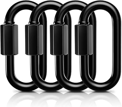 AUTMATCH Carabiner Clips, 3" Spring Snap Hook Caribeener Clips Buckle Pack Grade Heavy Duty Carabiners Quick Link for Camping, Fishing, Hiking, Traveling, 4 Pack