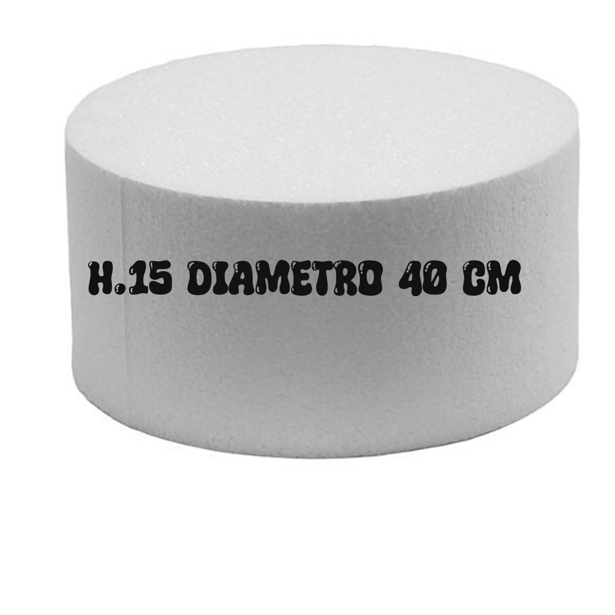 Base Rotonda in Polistirolo per Cake Design, 40 cm Diametro x 15 cm Altezza, Bianco
