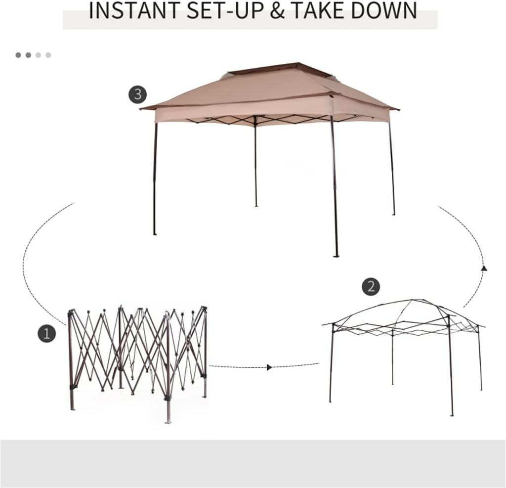 11' X 11' Pops Up Gazebo Outdoor Canopy Shelter with 2-Tier Soft Top, and Removable Zipper Netting, with Large Shade