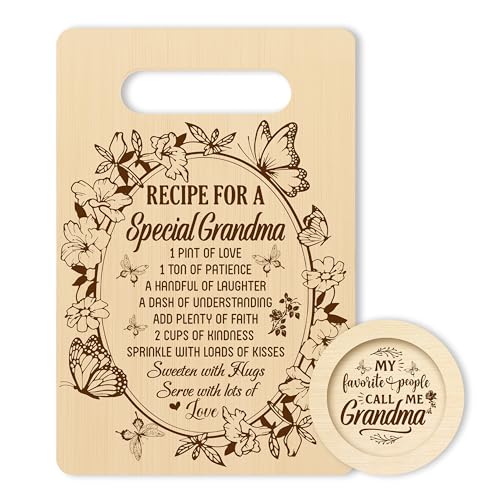 Tablero de corte rectangular de bambú para cocina, ideal como regalo para abuela, mamá o profesores — incluye posavasos redondo miniatura 1