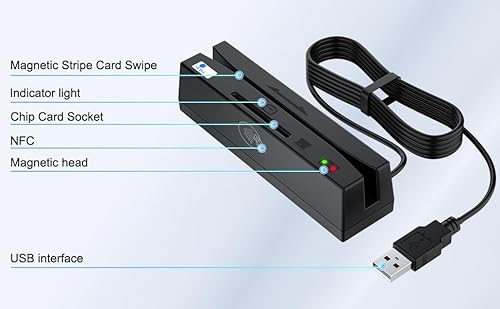 Leitor de cartão magnético multifuncional YL160 USB 4 em 1/sem contato/PSAM, apenas para profissiona