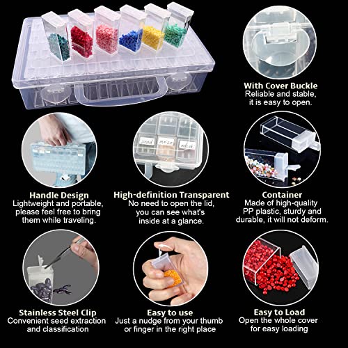64 Slots Plastic Seed Storage Box, Seed Organizer Storage Box With Label Stickers, Garden Seed Container Storage For Flower Vegetable Fruits Seeds, Diamond Art Diy, Jewelry #TOP2