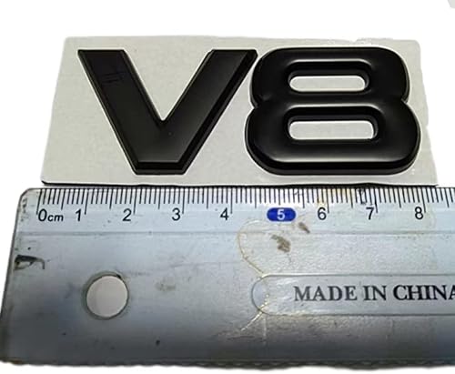 Miniatura 7 de YUGEYE 2 piezas de emblema de metal cromado V8 3D para camión, calcomanía autoadhesiva universal para automóvil (negro)