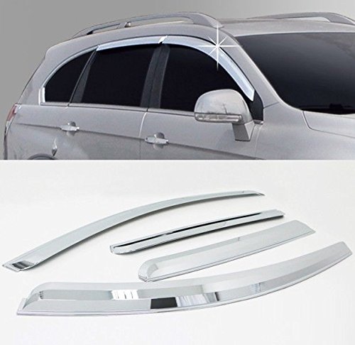 AUTOCLOVER A453 Chrome Window Sun Visor Vent Guard Wind Rain 4-pc Set For 2013-2016 Chevy Captiva