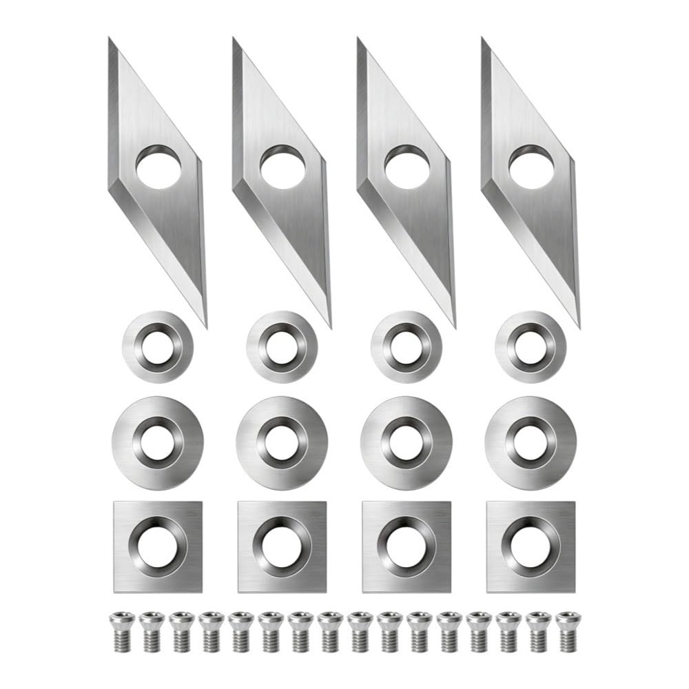 32pcs/Set Tungsten Carbide Inserts Blade with Screws M4*8mm, Lathe Turning Cutters Kit for Woodworking