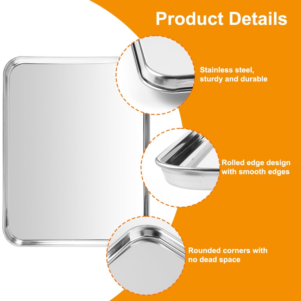 Plaques De Four En Acier Inoxydable - Lot De 2 (26,5x20,5x1,2 Cm) - Pour Cuisson Uniforme, Facile à Nettoyer