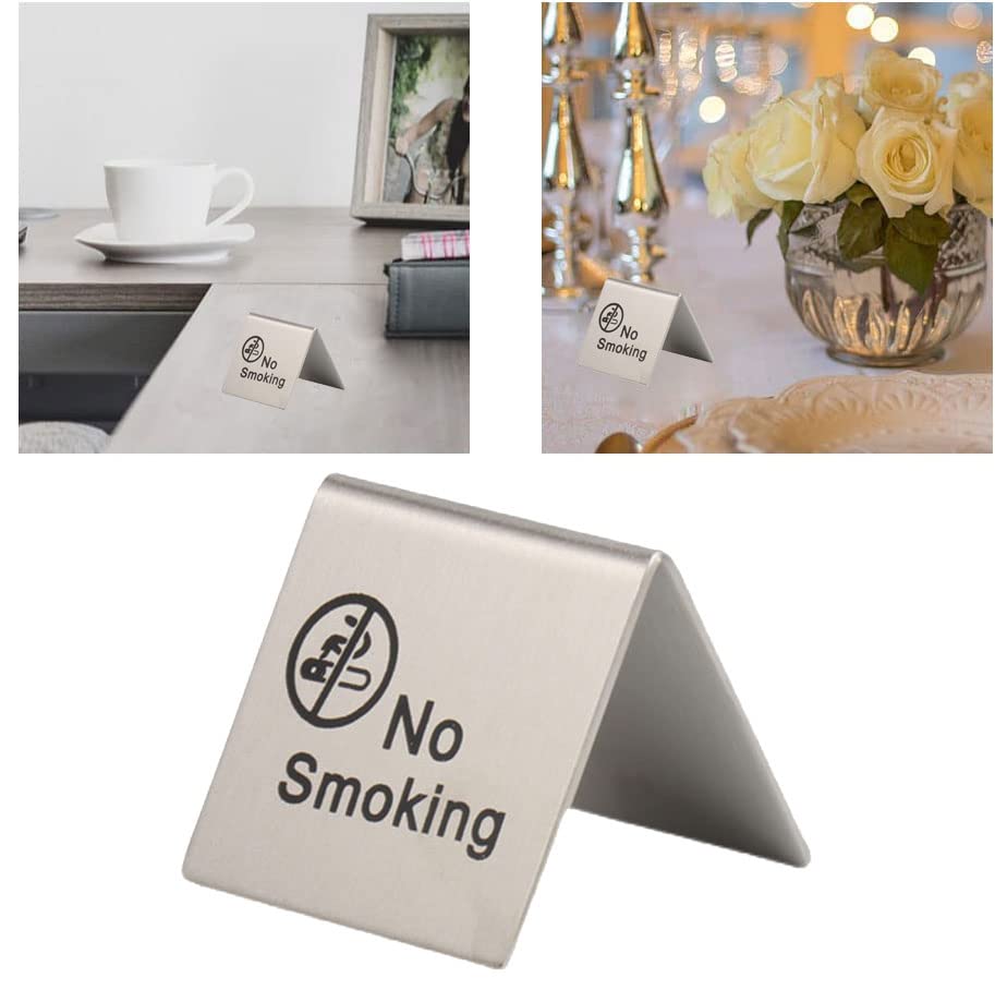 zalati No Smoking Sign 4pcs Table Signal Card Stainless Steel for Indoor & Outdoor Restaurant Coffee Office Table - Image 2
