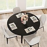 IDEALHOUSE 47' Round Dining Table for 4, Kitchen Dining Room Table with Sturdy Metal Frame, Wood Circle Kitchen Table for Space Saving -Black (No Chairs)