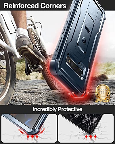 Image of Dexnor for Samsung Galaxy S10+ Plus Case, [Built in Screen Protector and Kickstand] Heavy Duty Military Grade Protection Shockproof Protective Cover for Samsung Galaxy S10 Plus Blue