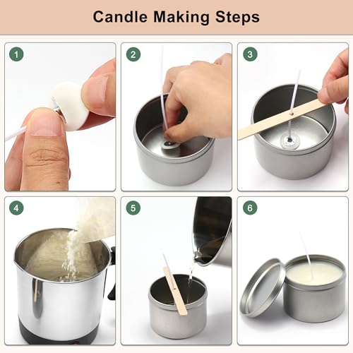 PP OPOUNT Candle Making Kit for Adults Beginners with 1.3L Stainless Steel Wax Melting Pot, Candle Wicks, Wick Pads, Wick Holders, Complete Candle Making Supplies, Ideal Home Activity, Gift Idea