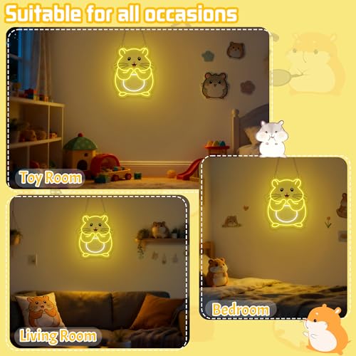 Image of CoolGift Mart Hamster Neon Sign, Dimmable Wall Decor Light, Birthday Party Decorations for Home, Garden, Farm, Bars, Restaurants, Stores, Clubs, Hamster Gift for Kids Friends Family and Animal Lovers