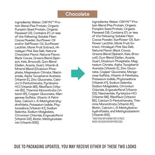 Image of OWYN Only What You Need High Protein Shake, Chocolate Flavored, 26g Protein, 0g Sugar, 3g Fiber, Dairy Free, Plant Based Protein Drink, 12 Count
