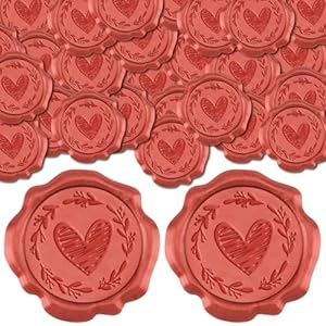 CHGCRAFT 50 Stück Wachssiegel Herzmotiv Indian Red