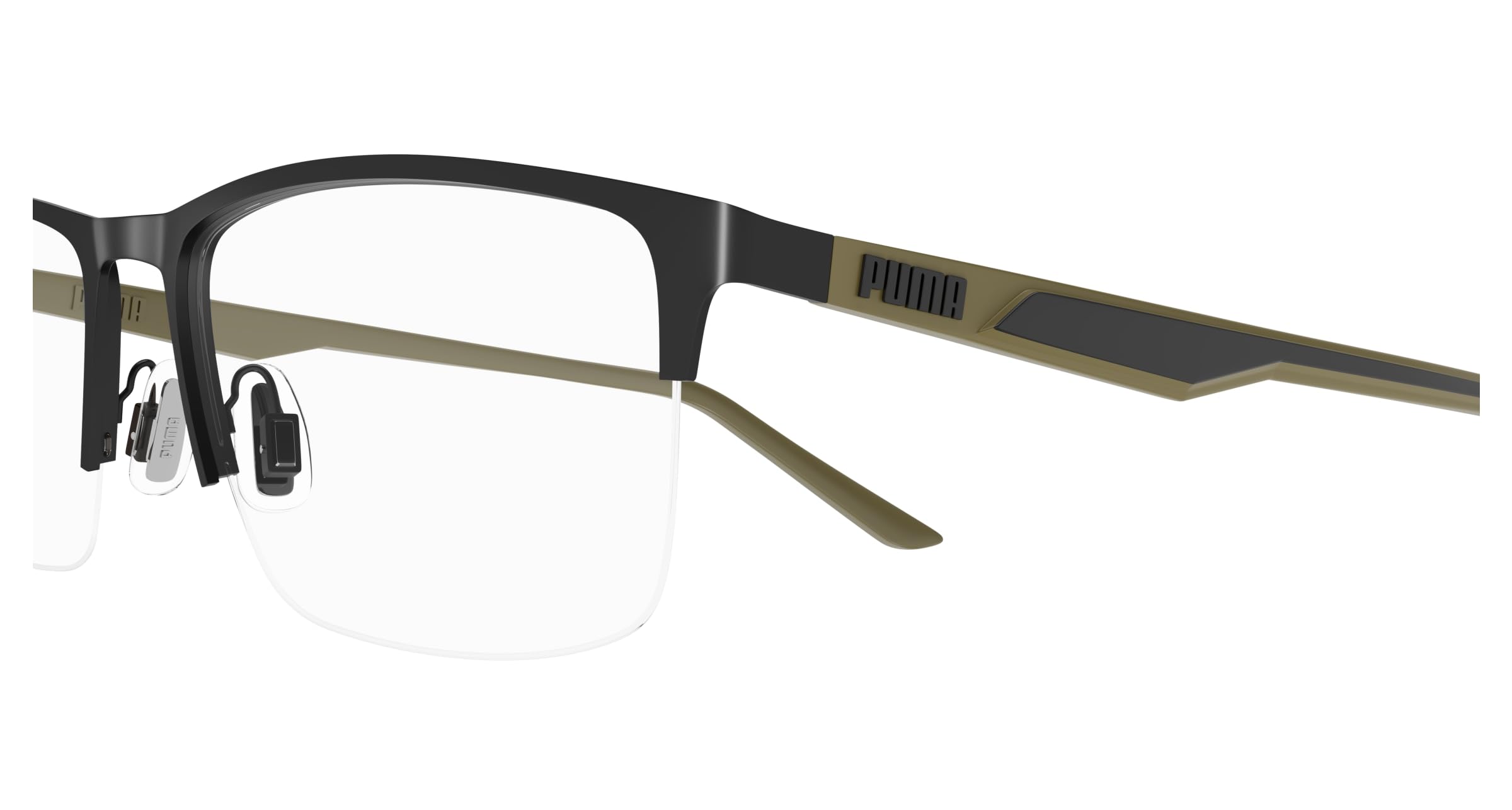 PUMA Brille mit Sehstärke für Unisex optional mit Sonnenbrillentönung oder Blaulichtfilter, Rechteckig/Quadratisch, gefertigt aus Metall (inklusive Brillenetui)