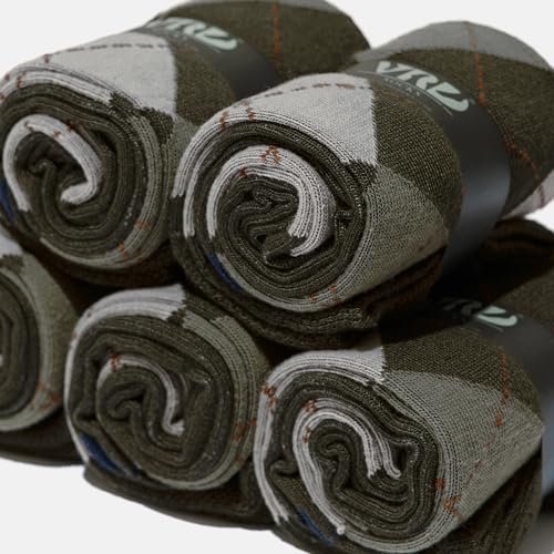 VRD Bamboo Mens Dress Socks for Men, 1-Pack, Green, Khaki, Olive Crew Length Mid-Calf Socks, Mens Shoe Size 8-134