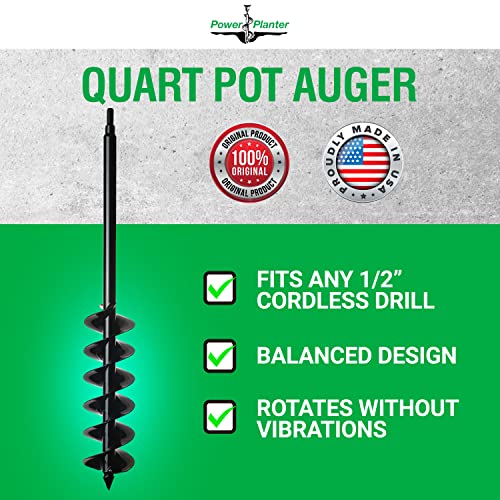 Power Planter Auger Drill Bit Extension, 5" X 28" With 1/2" Non-Slip Hex Drive, Garden Auger For Planting 5” And 6” Potted Plants, Garden Digging Tool For Dirt, Clay, Soil And Sand #TOP2