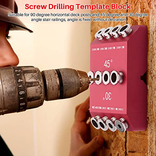 Tiamu 30/45/90 ° Winkelbohrloch-Führungslehre für Abgewinkeltes und Gerades Loch, Kabelgeländer-Zugschrauben-Bohrschablone, Rostfreier Stahl Loch Positionierer für Holzarbeiten Präzision