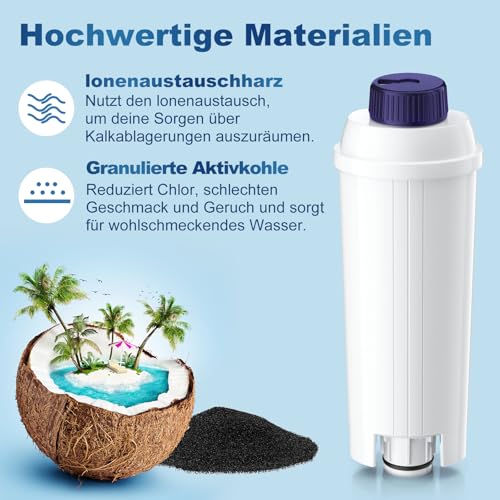 Foto von ARETHONE Wasserfilter für Delonghi Kaffeevollautomaten, Ersatz für De'Longhi Wasserfilter DLSC002, Kompatibel mit De'Longhi Magnifica S, Dinamica, Eletta Explorer und ECAM-Serie (2 Stück)