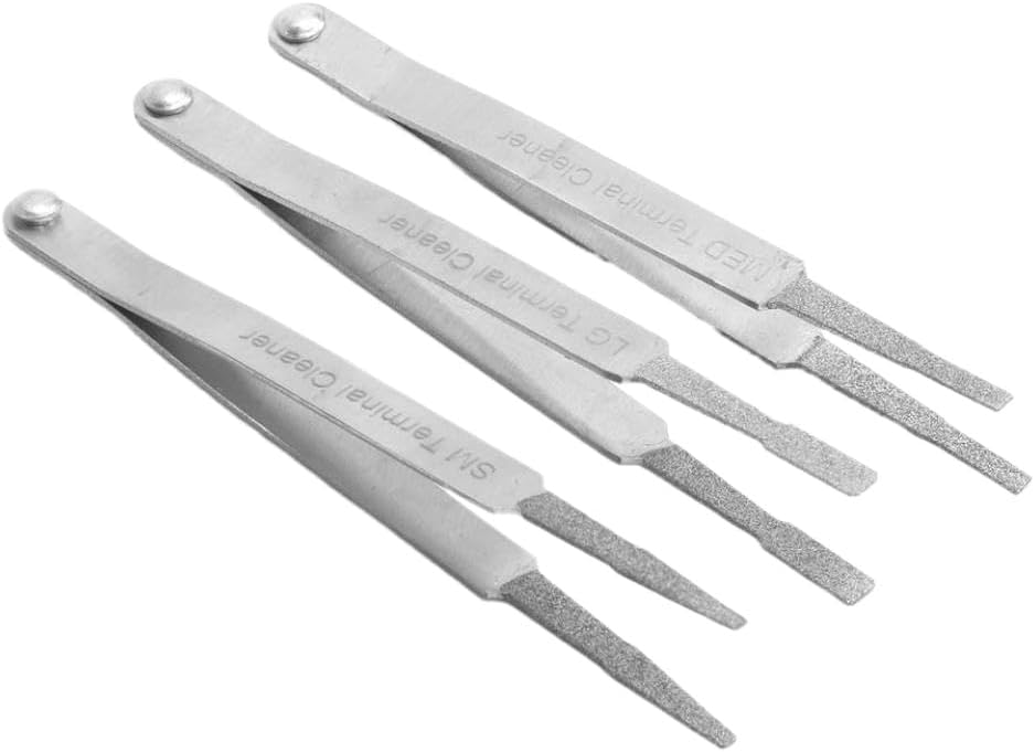 Auto Repair Terminal Cleaner Kit 3PCS Metal Silver Cleaner Set for Electrical Spade Pin Connectors with Corrosion Removal
