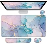 Lateefah Large Mouse Pad and Keyboard Wrist Rest , 4-in-1 Extended Mouse Pad with Wrist Support, Non