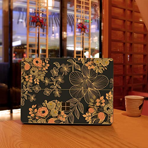 Masibloom Laptop Decal Sticker Skin For 2022 Released 14.4 Inch Surface Laptop Studio Anti-Scratch Vinyl Protective Skin Cover (Dark Blue Flowers) #TOP3