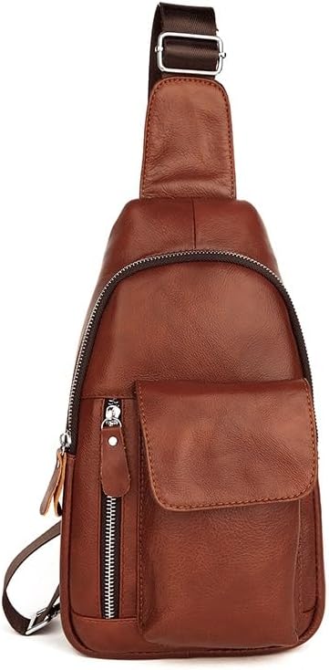 Classic Cowhide Men's Casual Crossbody Bag with Multi Functional Feature Single Shoulder Strap