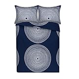 MARIMEKKO Comforter Set Smooth Cotton Percale Bedding with Matching Shams, Medium Weight Home Decor, Queen, Fokus Navy