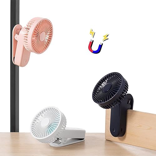 Miniatura 9 de Mini ventilador portátil con clip, 4000 mAh recargable USB, funciona con pilas, ventilador de cochecito con magnético, azul rey