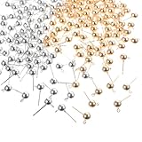VILLFUL Postes para Pendientes de 6 Mm en Blanco y Dorado Kc Kit de 200 Piezas para Hacer Joyas Accesorios de Bricolaje para Pendientes Componentes para Crear y Reparar