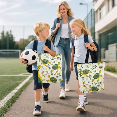 Bolsa de libros impermeable con cremallera y diseño de tortuga, duradera y reutilizable 6