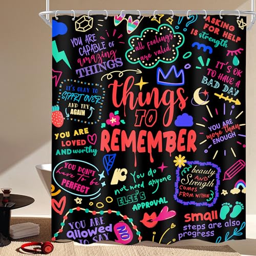 Cinbloo Kids Shower Curtain 60Wx72H Colorful Funny Inspirational Quotes Teens