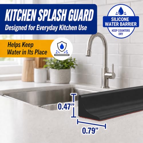 Image of Kitchen Sink Splash Guard and Bathtub Water Barrier, 39 in, Black
