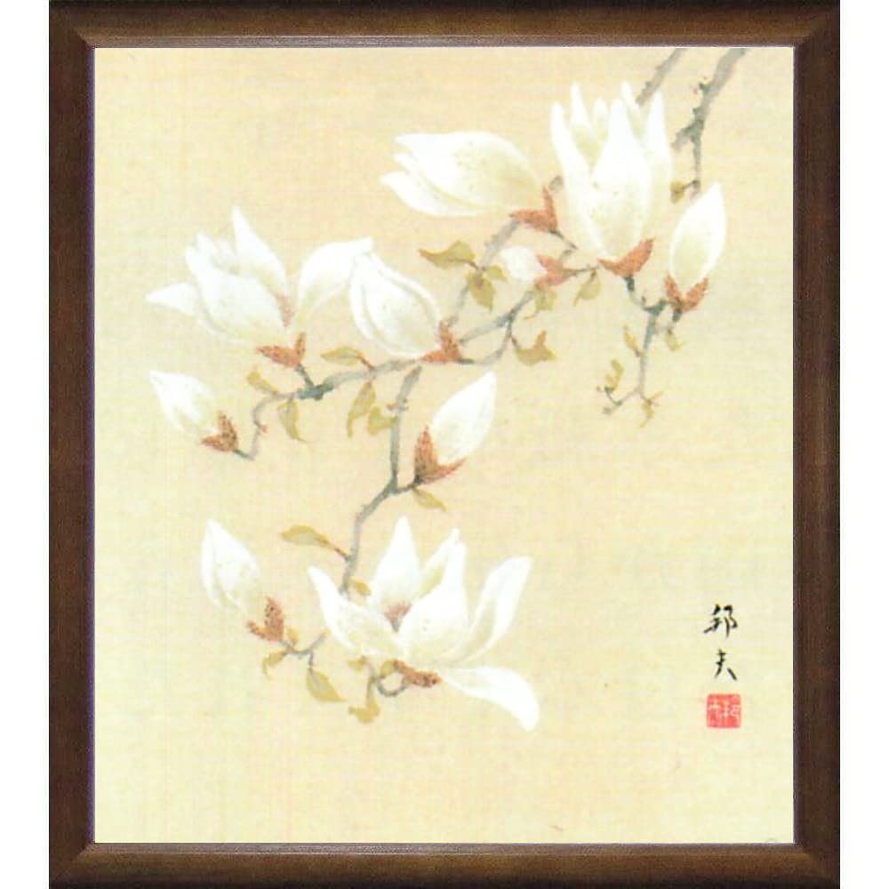 Amazon.co.jp: 片山邦夫 木蓮 色紙 ブラウン 日本画 絵画 額装 【KTD