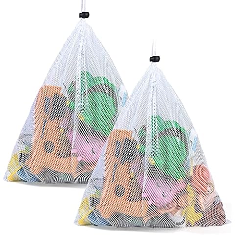 Extra Large Mesh Drawstring Bag, Net Beach Tote Bag, Drawstring Organizer Storage Mesh Bags for Swimming Beach Pool Sand ToysEquipment Childrens Kids Bags with Drawstring Cover