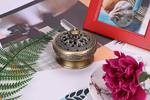 Alloy Censer Burner Incense Lotus Buddha Incense Burner Holder Bronze Vintage Incense Burner Charcoal Stove Luxury Stand Incense Metal Home Decoration Office Room Tea House For Stick Cone Reel Incense #TOP4
