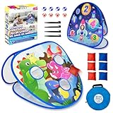 Grip Kids 2 in-1 Dinosaur and Spaceship-Themed 27-inch Bean Bag Toss Game Set for for 1-2 Players, Backyard...