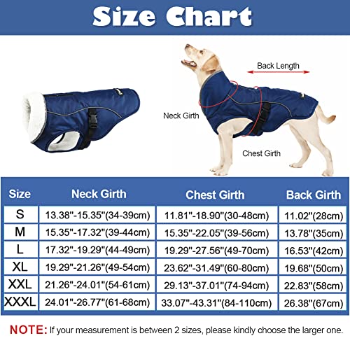 Emust Dog Cold Weather Coats, Fleece Lining Small/Medium/Large Dog Jacket For Winter, Warm Waterproof Dog Winter Clothes For Large Dogs, Blue Xl #TOP3