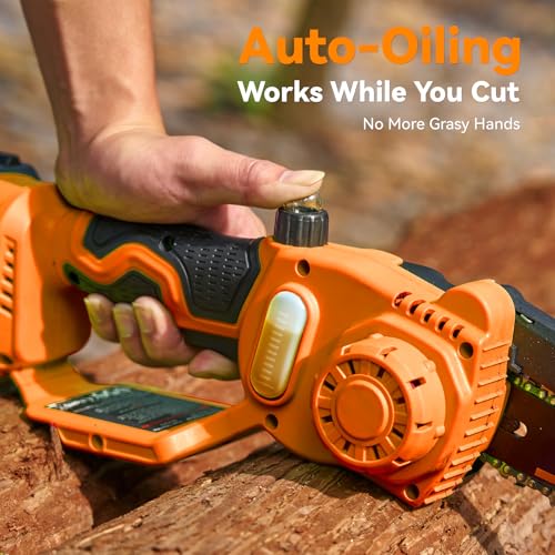 Image of Mini Chainsaw Cordless, 8 Inch & 6 Inch Electric Chainsaw Battery Powered, 1000W Brushless Handheld Power Chain Saw with 2 Batteries, Small Tree Saw for Branch Trimming Wood Cutting