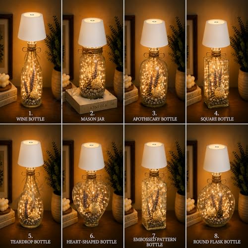 Image of ANKRI Wireless Bottle Lamp LED 3 Colour Light Battery Desk Dimming Night Light Indoor Portable for Cafe Restaurant Home Living Room | 15 cm | White | Long Lasting Battery