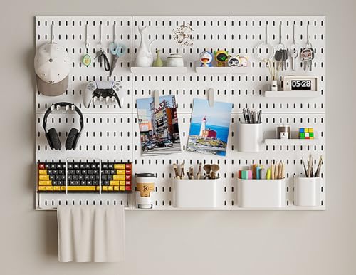 Kit de combinaison de panneau à épingles YOUROU, organisateur mural sans perçage, panneau d'affichage mural pour garage, cuisine, bureau, panneau de rangement pour pépinière en plastique DIY (56x84 cm