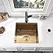 17 Inch Gold Undermount Bar Sink Workstation-Bokaiya 17x17 Inch Gold Bar Sink Wet Bar Sinks 16 Gauge Stainless Steel Single Bowl Kitchen Bar Sinks with Cutting Board