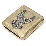 Bronze Metal Cigarette Case Holds 20 Cigarettes - Rubber Band Holder, Triple Snap Closure, Smooth Finish - Gift Box Packaging (3 Patterns Eagle
