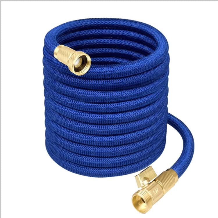 Tubo da Giardino espandibile Blu, Core in Lattice, Tubo ampliabile Leggero 25 Ft Tubo da Giardino, valvola di spegnimento in Ottone, Tubo da Giardino Flessibile Senza Bacino